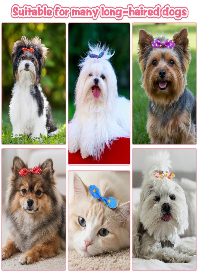 WJIAAA Dog Bows with Rubber Bands,Dog Hair Accessories Set, 100pcs Cute Puppy Dogs Small Bowknot Hair Bow Dogs Fur Bows - Image 2